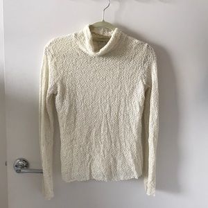 J Jill White/Cream Textured Turtleneck